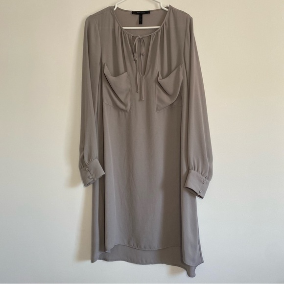 BCBG Maxazria Darell Opal Gray Tunic Long Sleeve Dress Size Medium - Picture 2 of 9